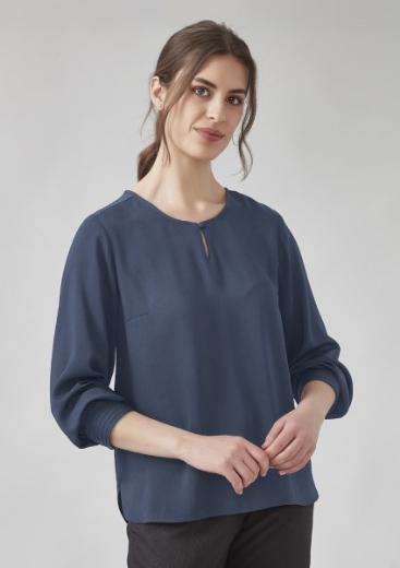 Picture of Biz Corporates Ladies Evelyn Long Sleeve Key Hole Blouse